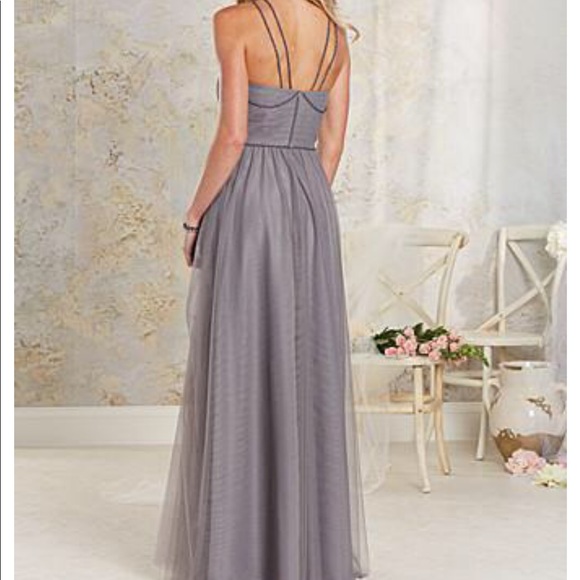 Alfred Angelo Strapless Gray Prom Bridesmaid Dress - Picture 2 of 8